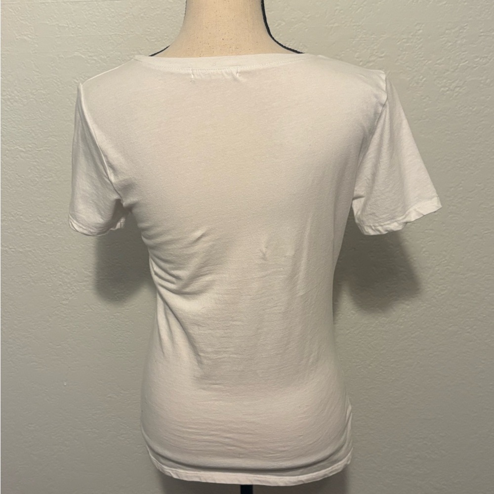 Active Basic White Deep Scoop Neck Short Sleeve T… - image 4